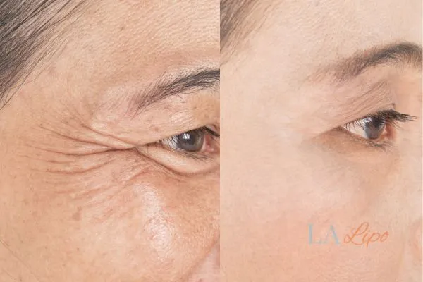Before and after results of woman - HI-fu wrinkles reduction treatment Greater London (Merton)