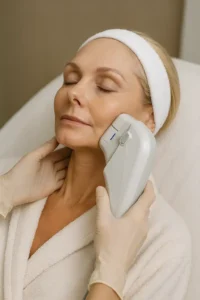 Woman receiving HIFU non surgical facelift treatment Greater London (Merton)