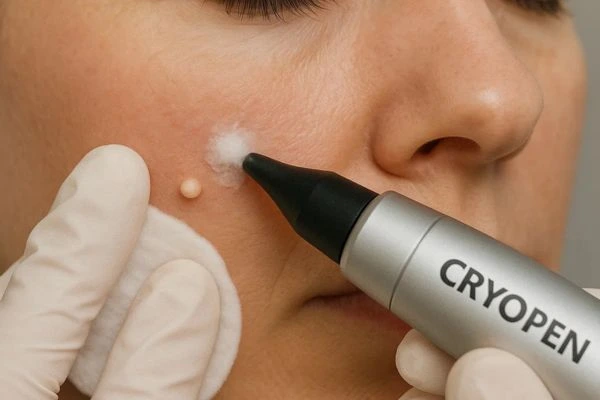 Woman receiving milia removal treatment Greater London (Merton)