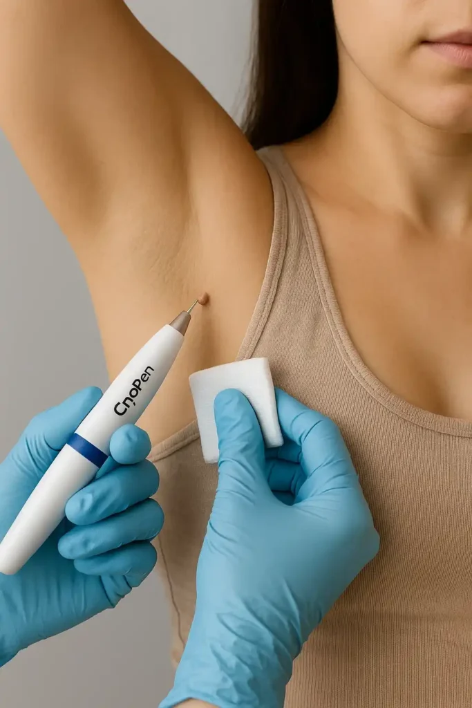 woman having cryopen to remove underarm skin tags Greater London (Merton)